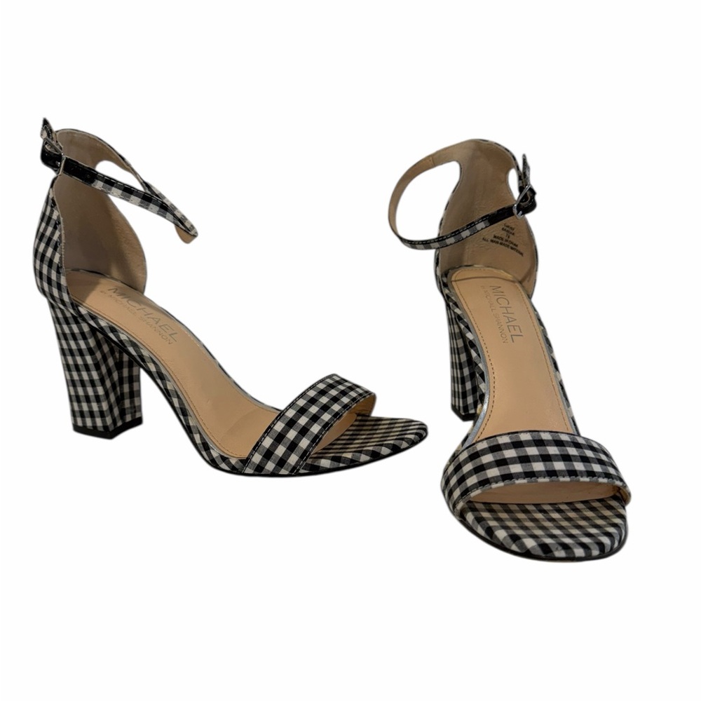 Michael by Michael Shannon Gingham Heels Sz 7.5 | Block Heel Sandals